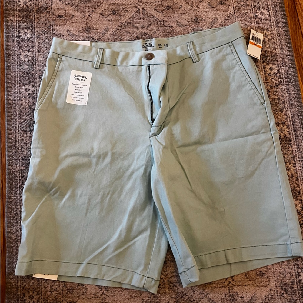 Izod Saltwater Stretch Chino Shorts in Sage Green